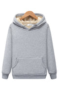 Women Simple Solid Colored Ribbed Cuff Winter Season Hoodie
