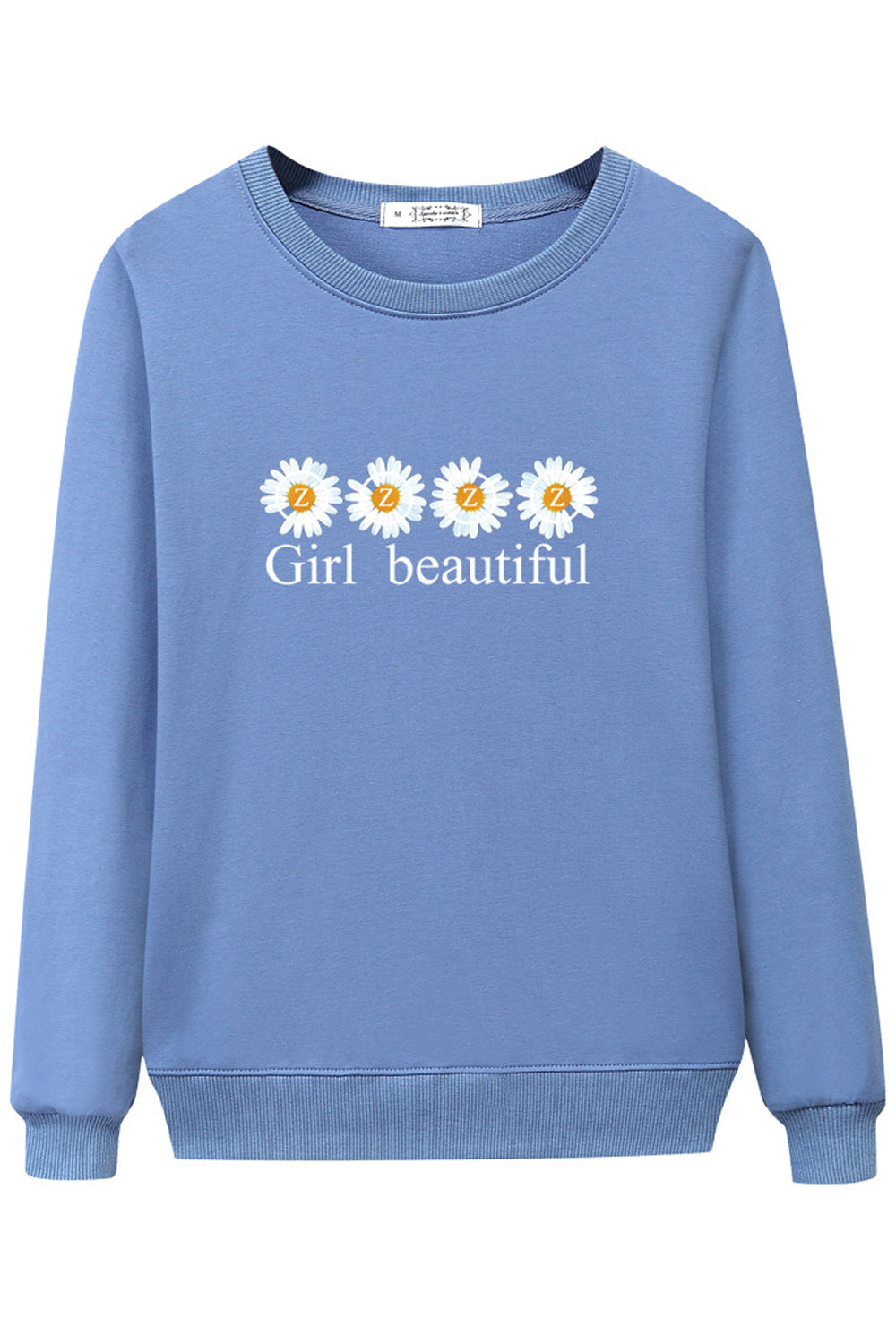 Women Pretty Letter Printed Round Neck Convenient Winter Sweatshirt