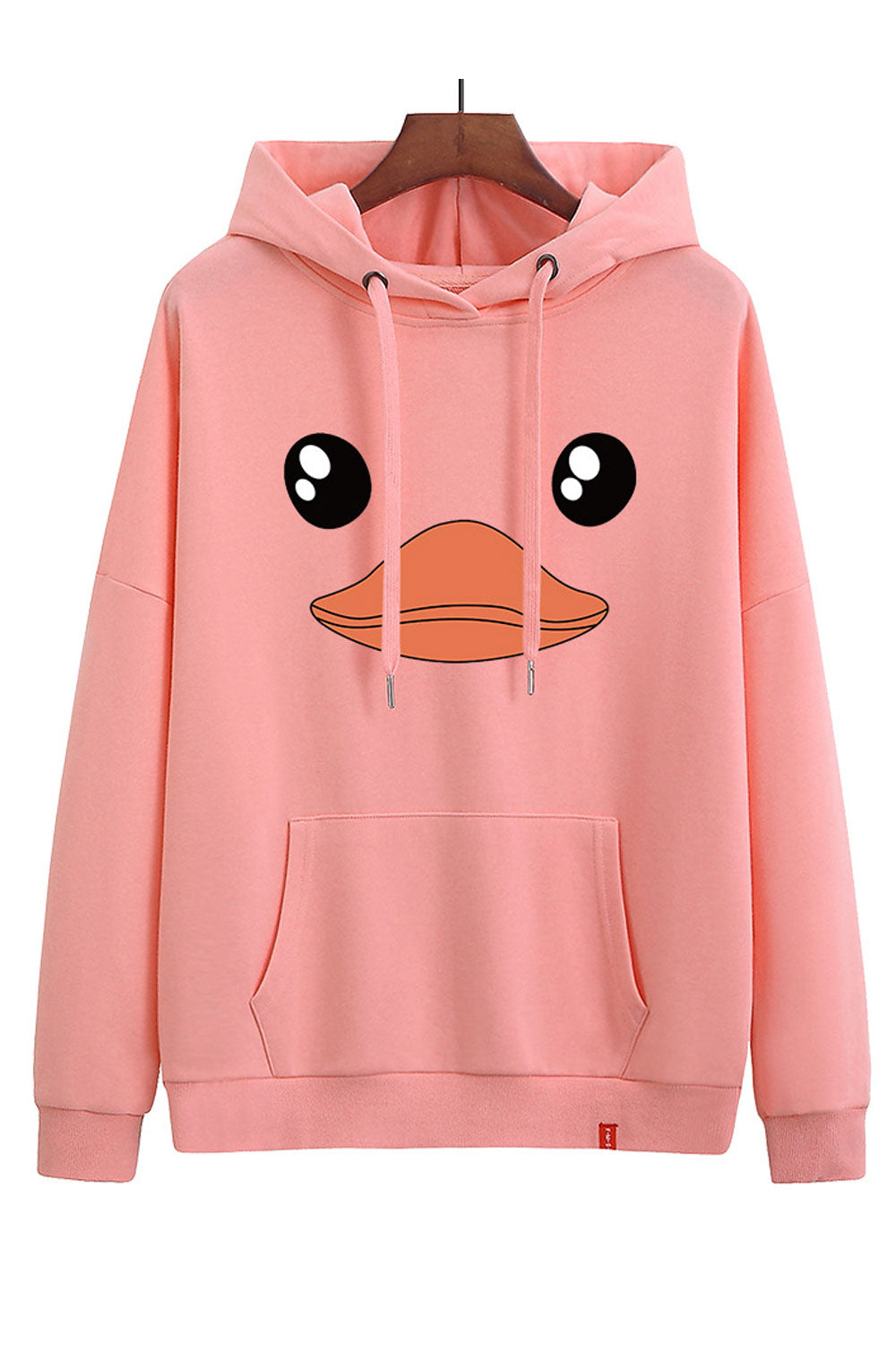 Women Elasticated Hem Letter Printed Warm Casual Hoodie