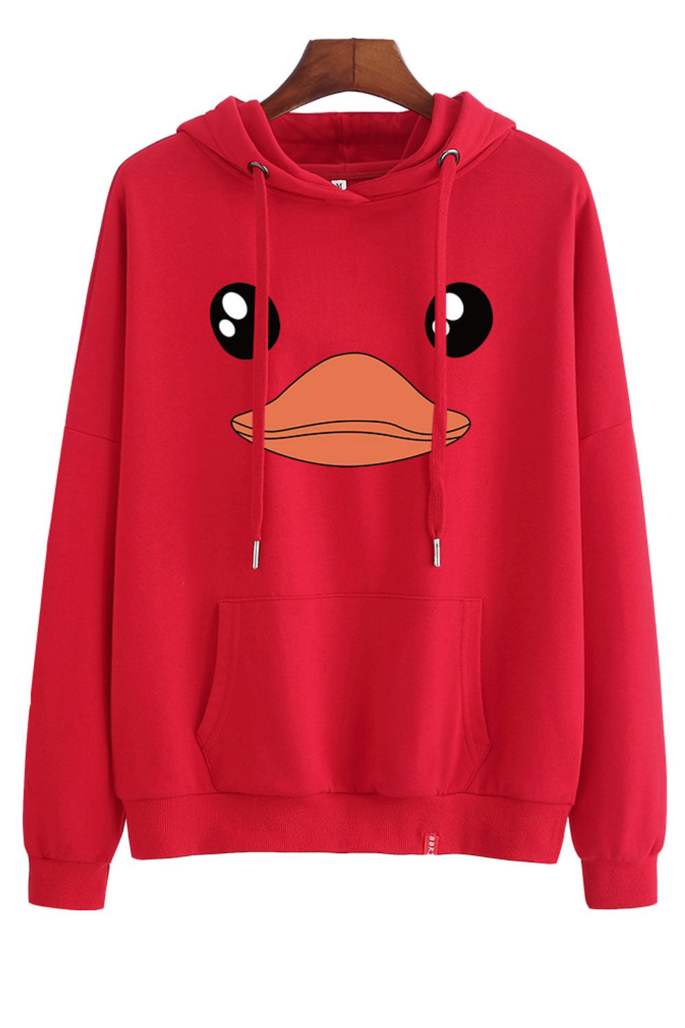 Women Elasticated Hem Letter Printed Warm Casual Hoodie