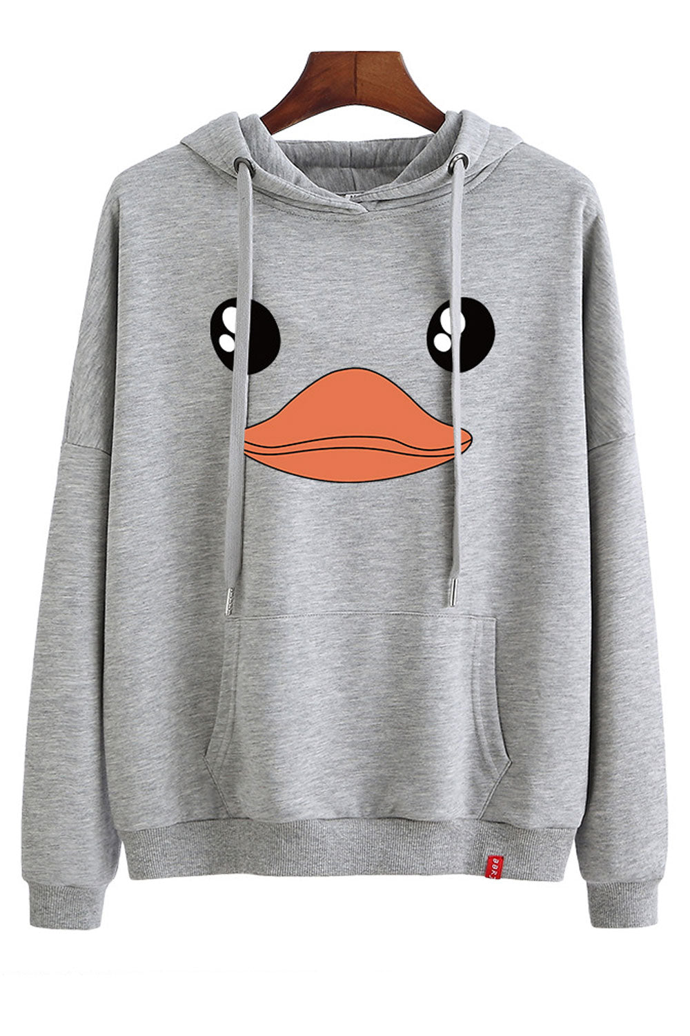 Women Elasticated Hem Letter Printed Warm Casual Hoodie