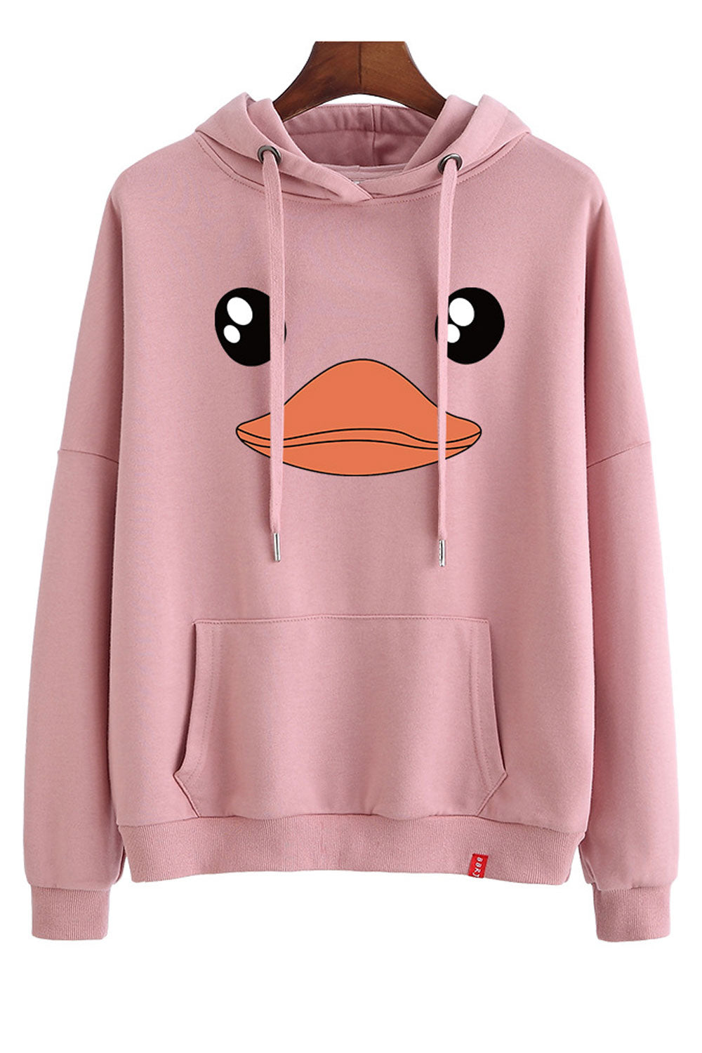 Women Elasticated Hem Letter Printed Warm Casual Hoodie