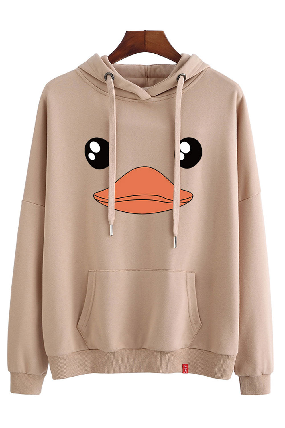 Women Elasticated Hem Letter Printed Warm Casual Hoodie