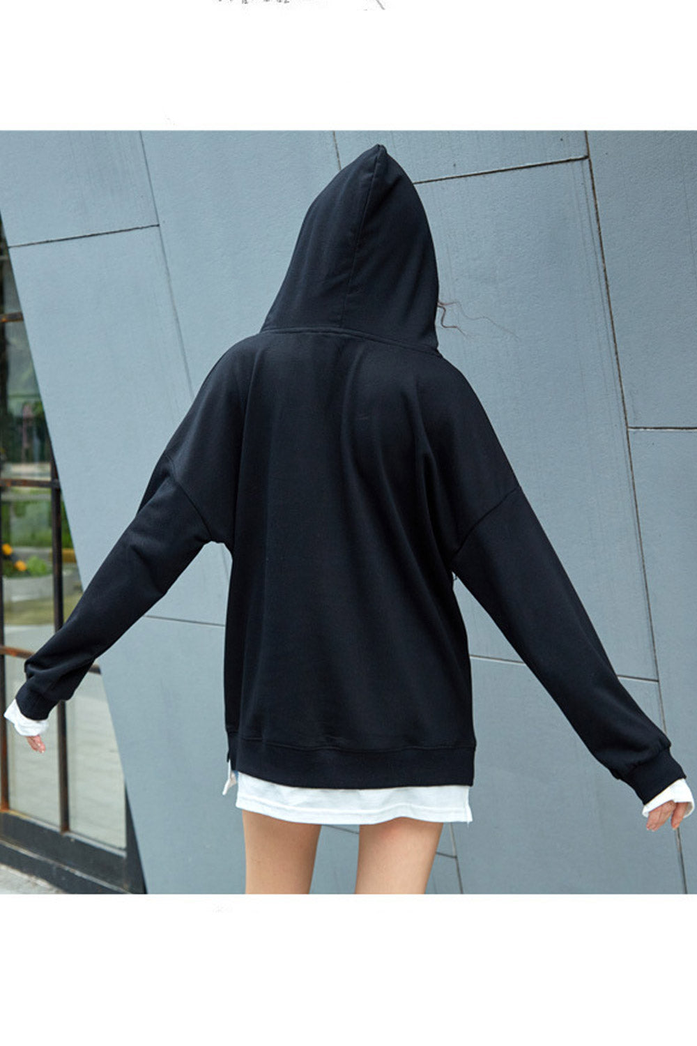 Women Elegant Winter Solid Pattern Long Sleeve Hoodie
