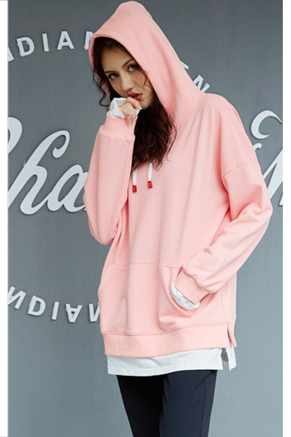 Women Elegant Winter Solid Pattern Long Sleeve Hoodie