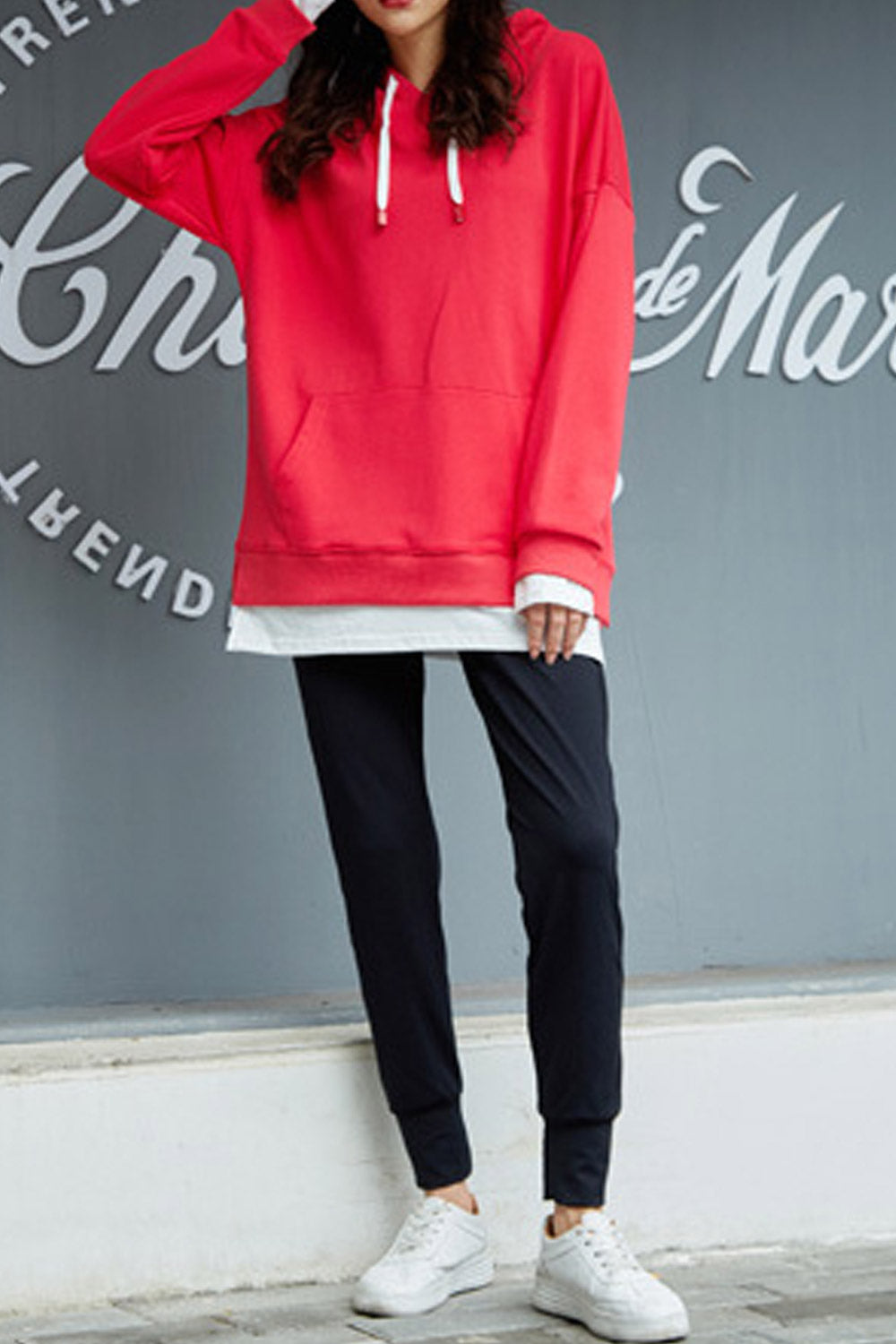 Women Elegant Winter Solid Pattern Long Sleeve Hoodie