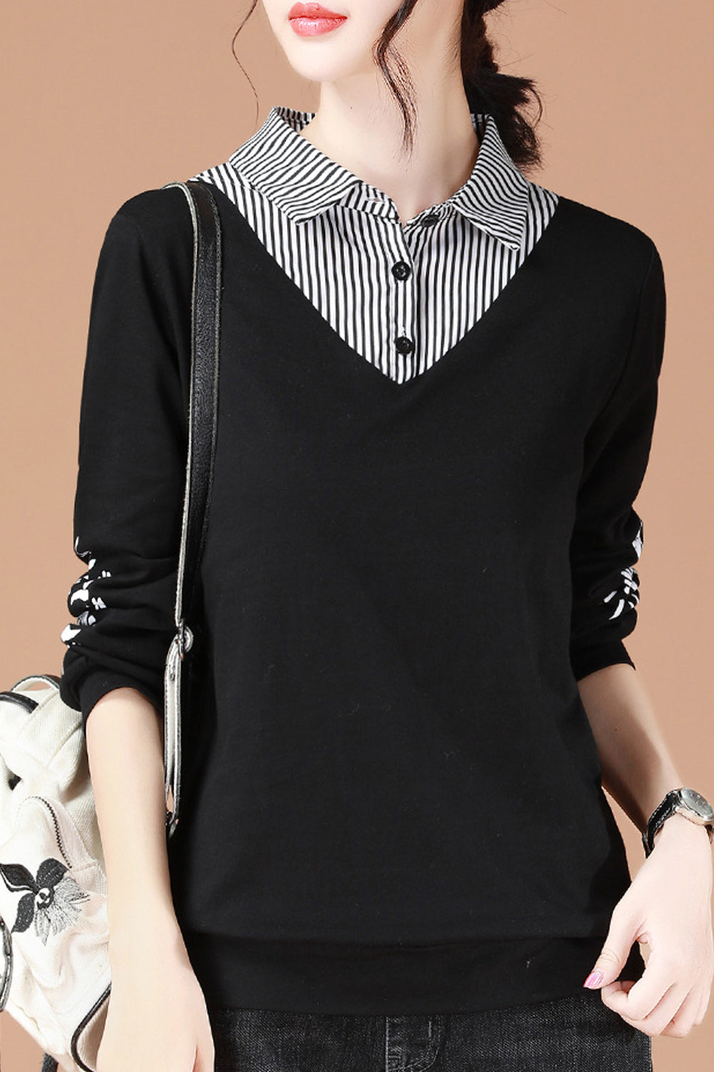 Women Collar Neck Long Sleeve Stretchable Decent Sweatshirt