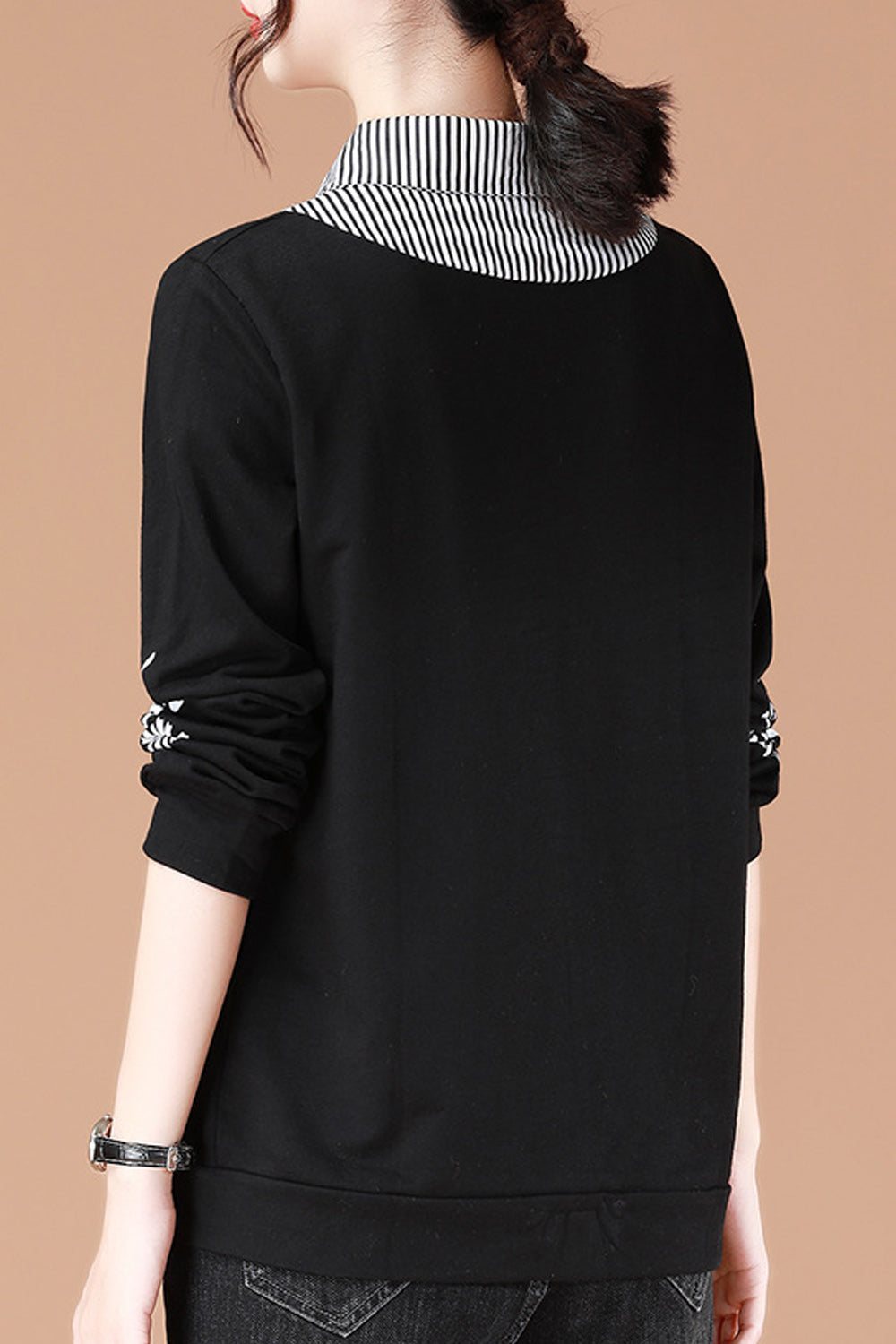 Women Collar Neck Long Sleeve Stretchable Decent Sweatshirt