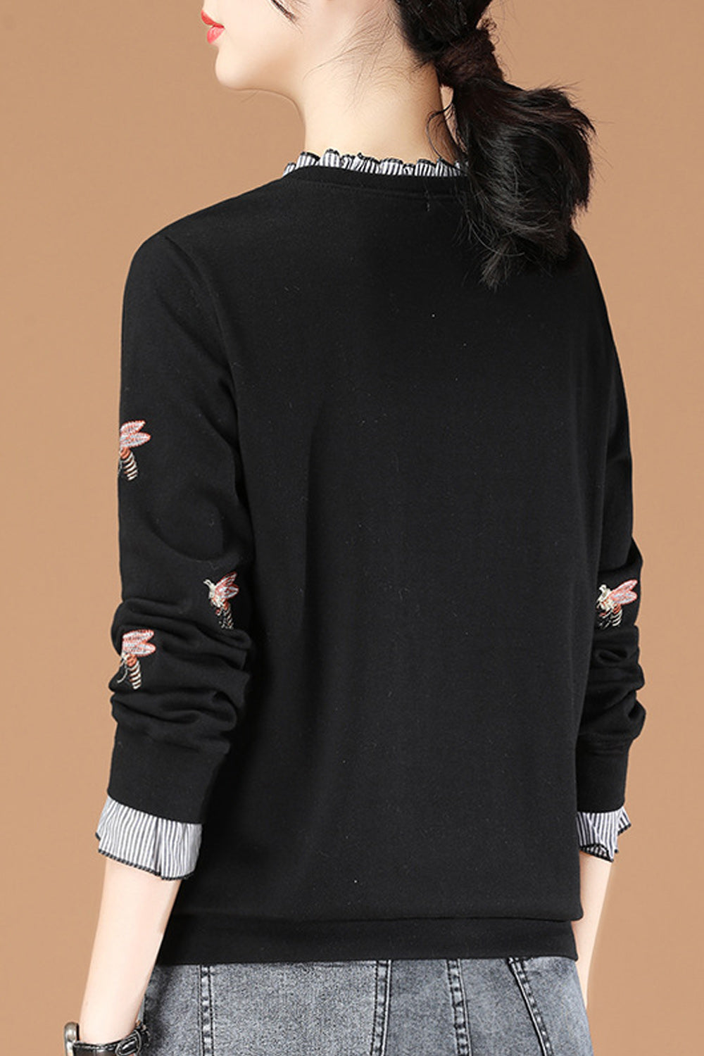 Women Warm Long Sleeve Breathable Round Neck Convenient Sweatshirt