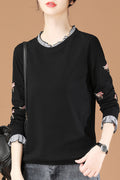 Women Warm Long Sleeve Breathable Round Neck Convenient Sweatshirt
