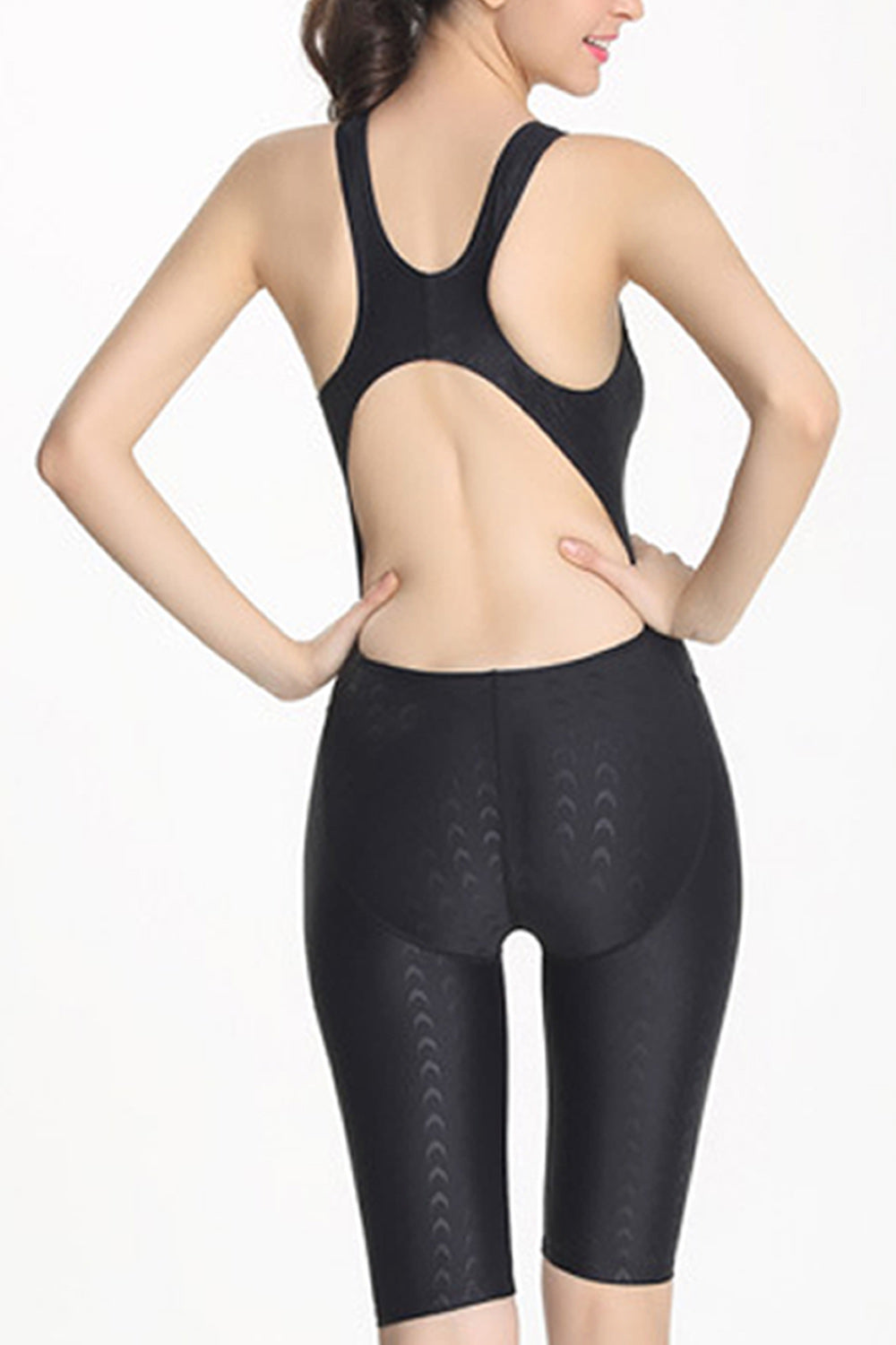 Women Easy Round Neck Stretchable Slim Fit Knee Length One Piece Swimwear