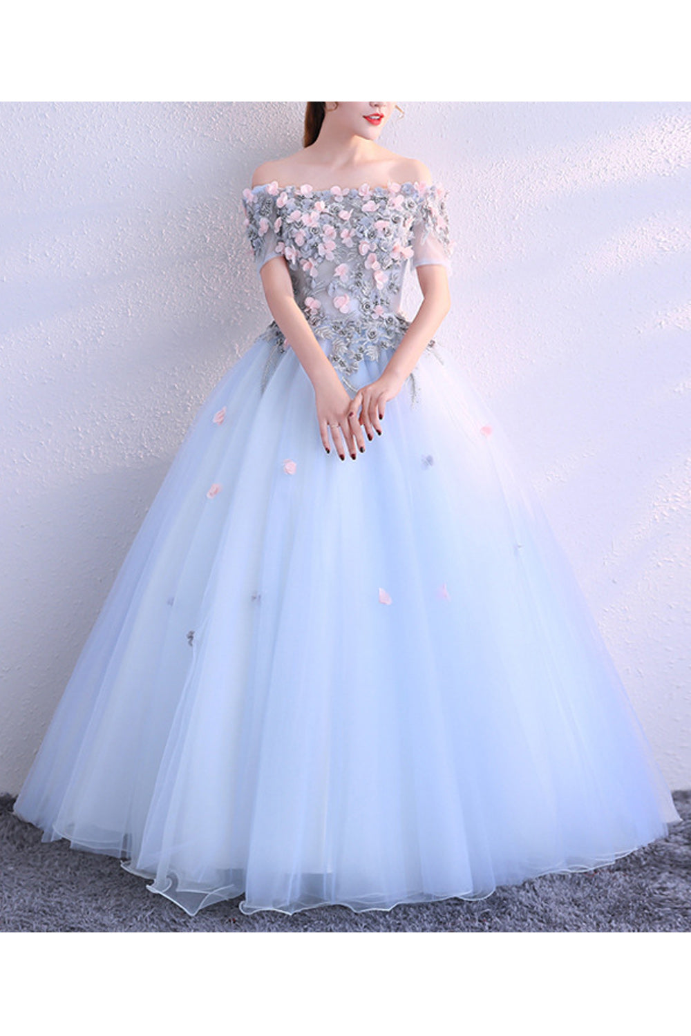 Women Lovely Off-Shoulder Short Sleeve Loose Long Thin Skirt Wedding Dress