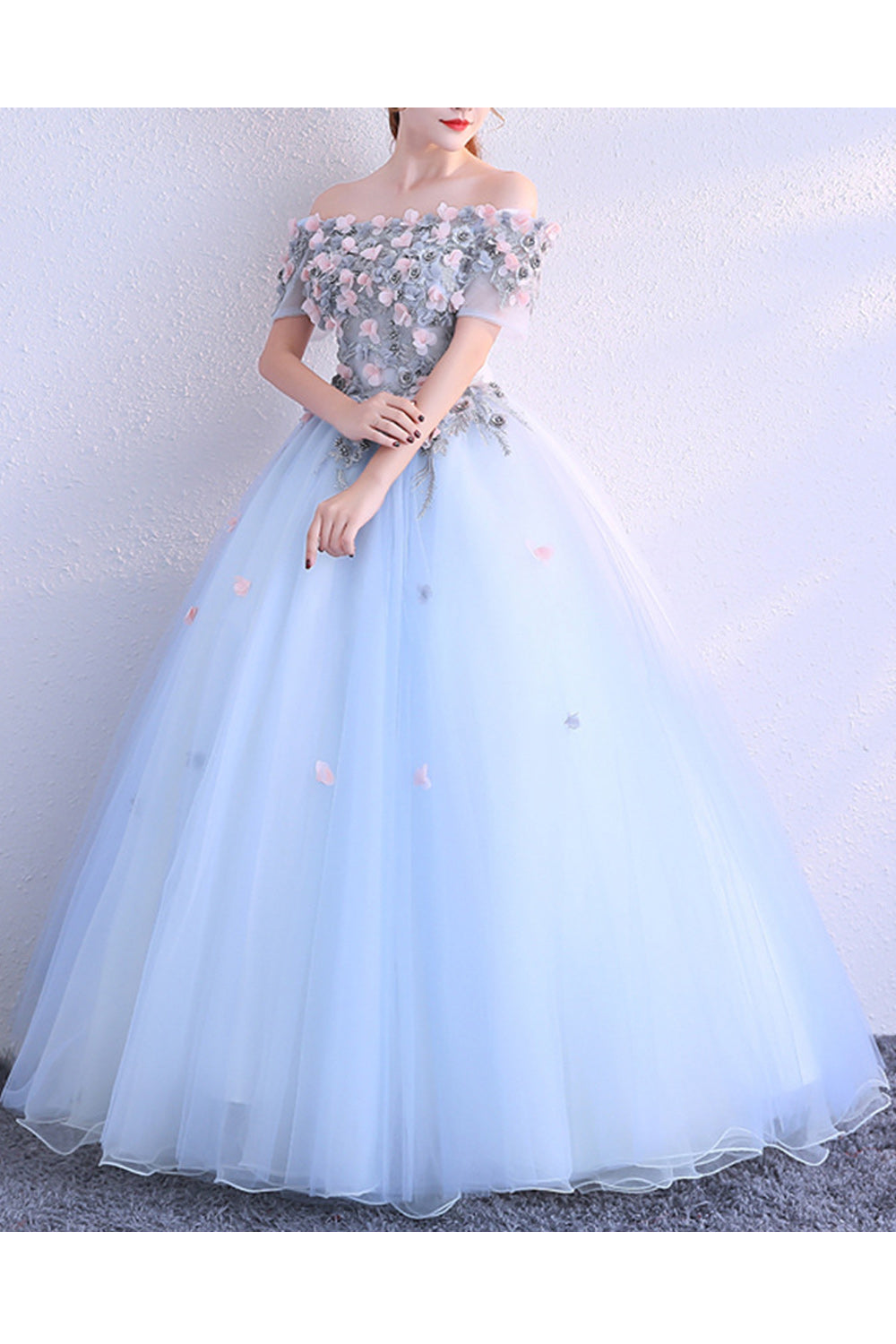 Women Lovely Off-Shoulder Short Sleeve Loose Long Thin Skirt Wedding Dress