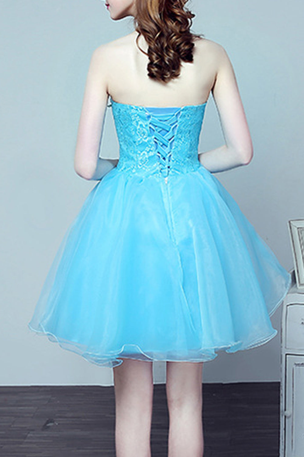 Women Stylish Flower Decorated Classy Short Thin Skirt Evening Dress