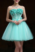 Women Elegant Flower Decorated Thin Short Skirt Cool Evening Dress