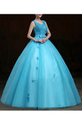 Women Round Neck Sleeveless Style Solid Pattern Ball Gown Wedding Dress