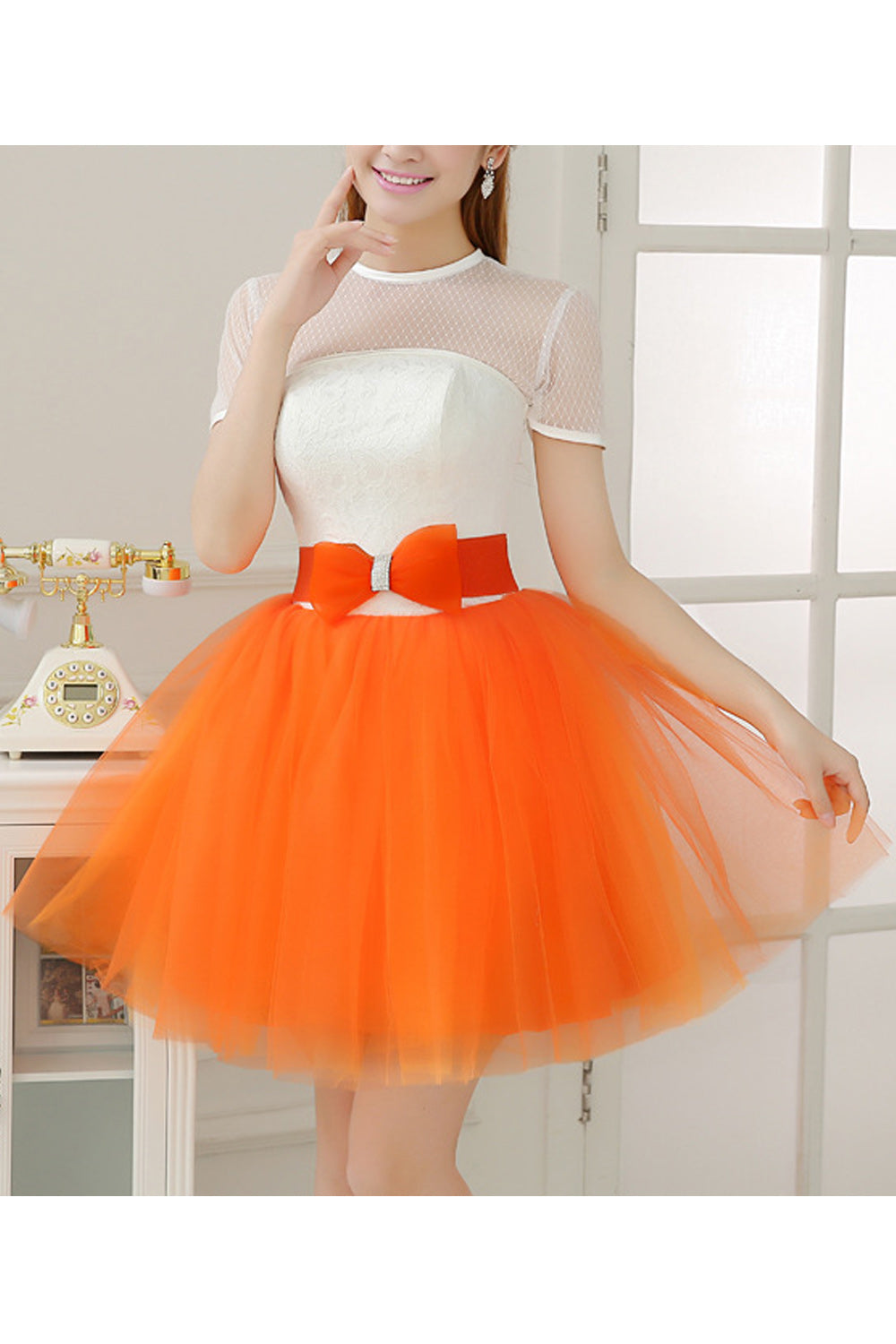 Women Short Sleeve Round Neck Solid Pattern Soft Breathable Evening Dress