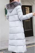 Women Knee Length Solid Colored Thick Long Sleeve Warm Padded Jacket
