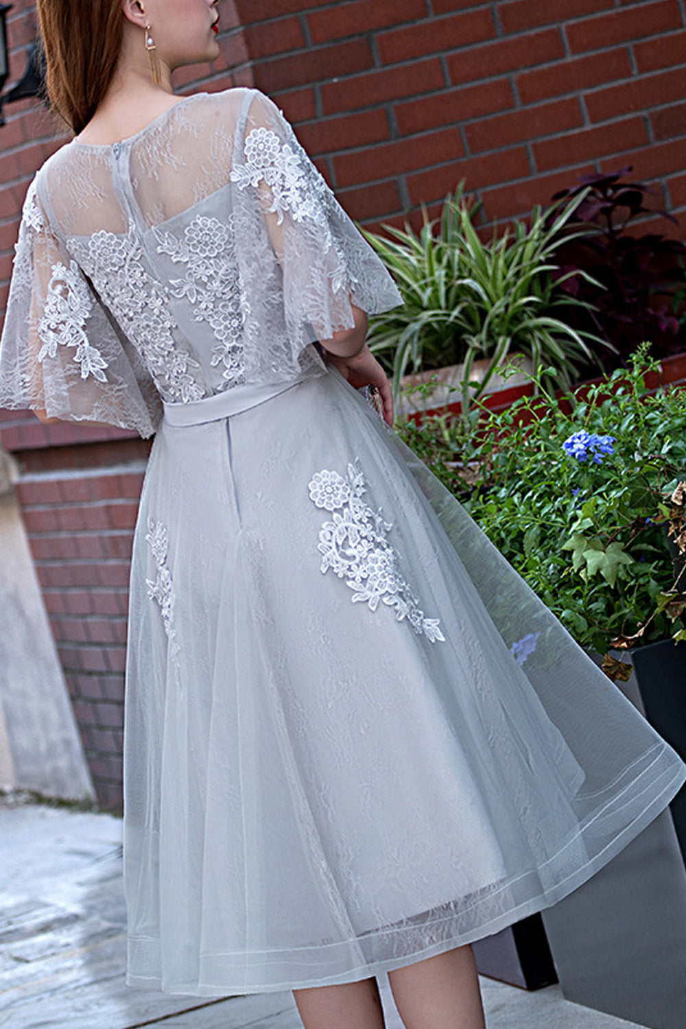 Women Half Sleeve Easy Round Neck Breathable Loose Skirt Evening Party Dress