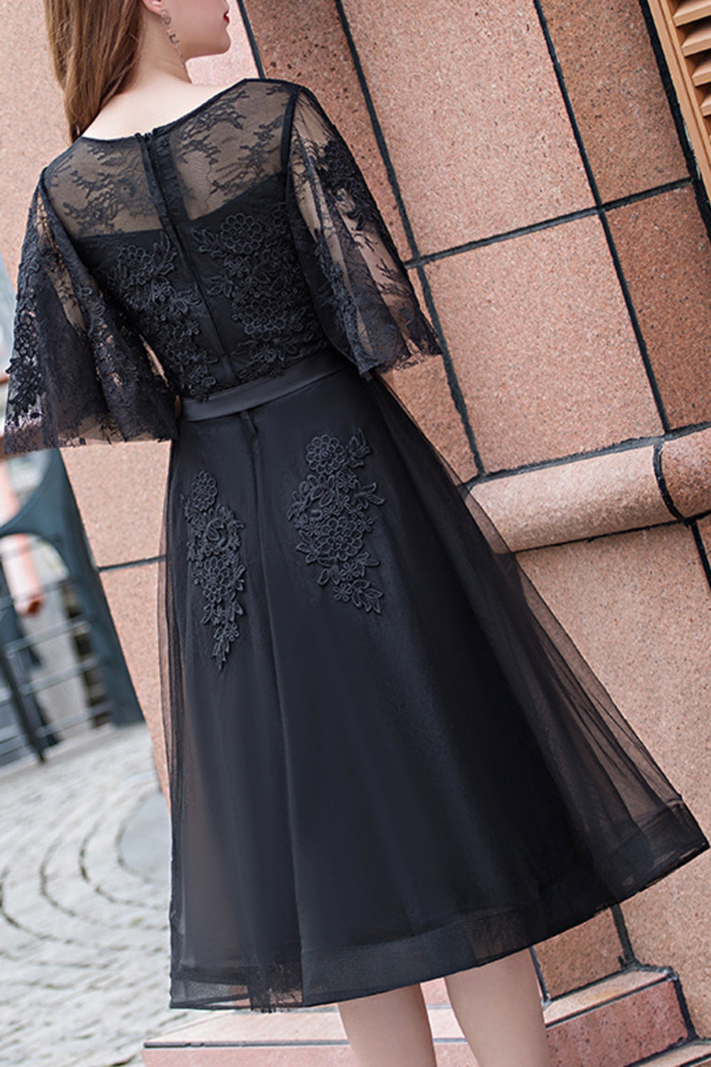 Women Half Sleeve Easy Round Neck Breathable Loose Skirt Evening Party Dress