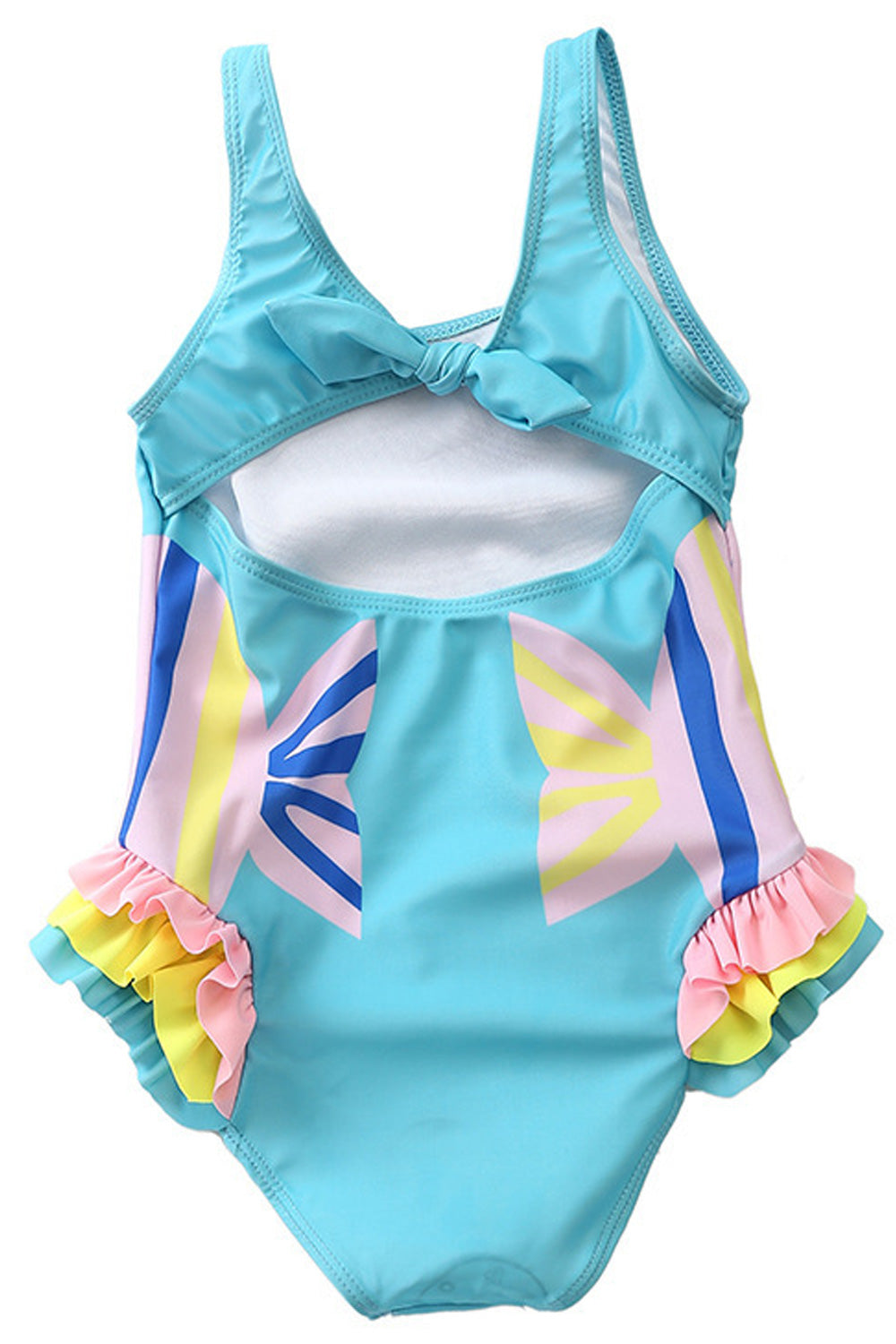 Baby Girls Fashionable Printed Pattern Round Neck One Piece Swimwear
