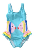 Baby Girls Fashionable Printed Pattern Round Neck One Piece Swimwear