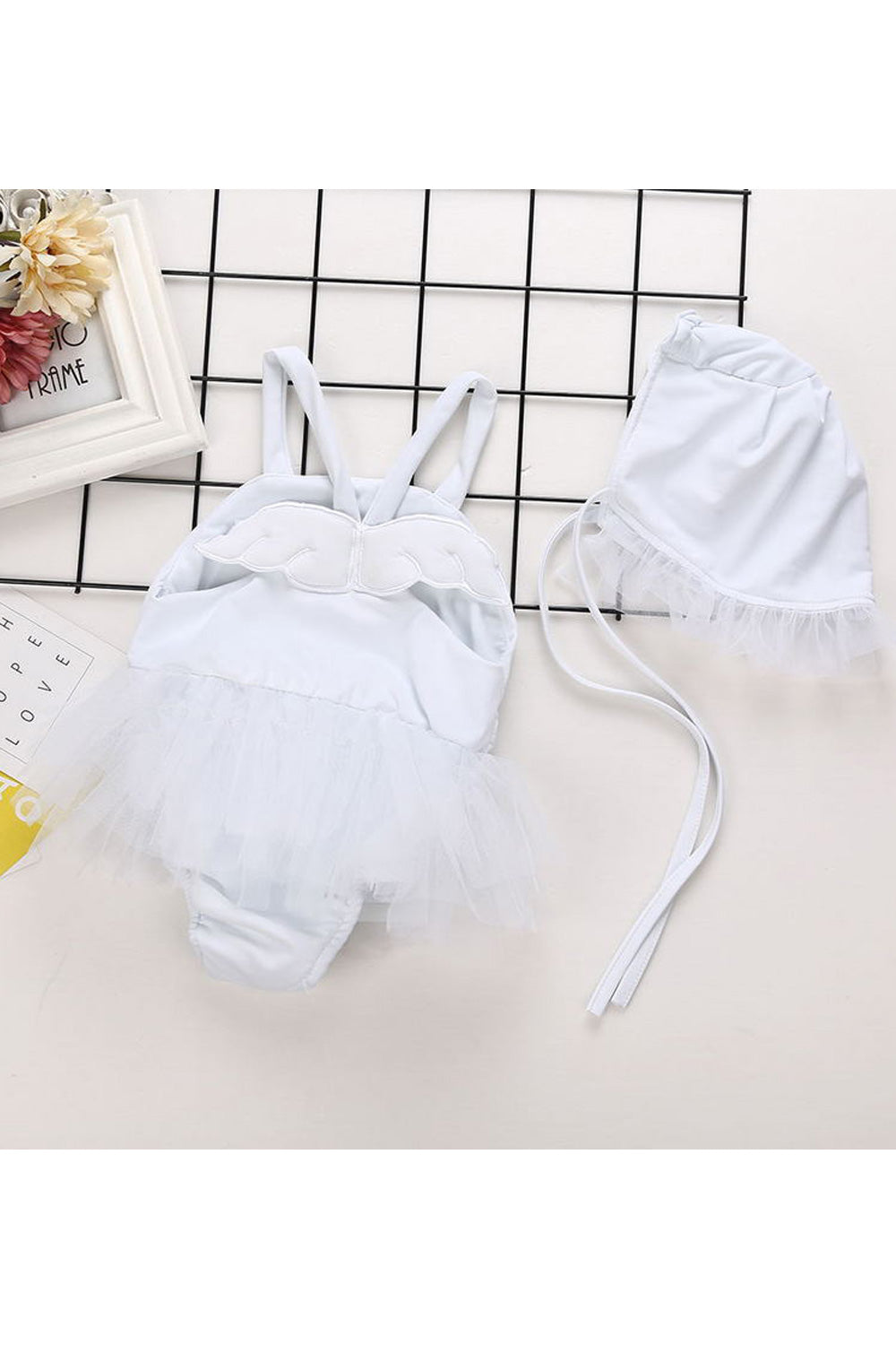 Baby Girls Solid Colored Cute Strap Neck Summer Swimwear