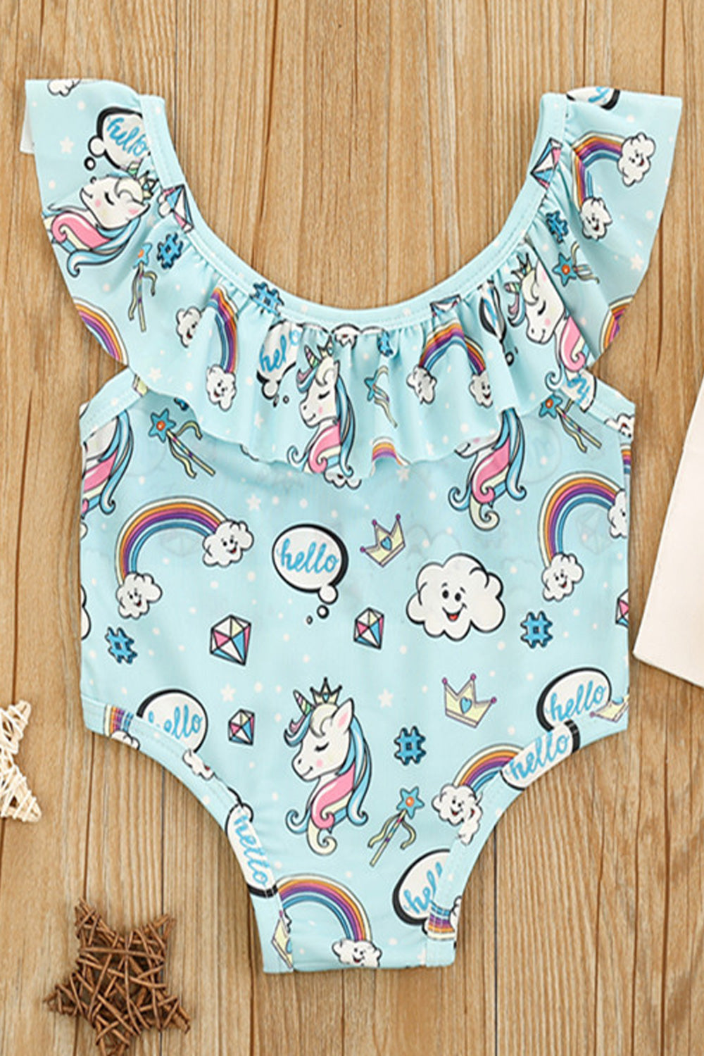 Baby Girls Summer Season Cartoon Printed Soft Round Neck Swimwear