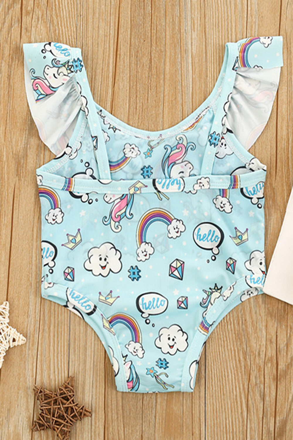 Baby Girls Summer Season Cartoon Printed Soft Round Neck Swimwear
