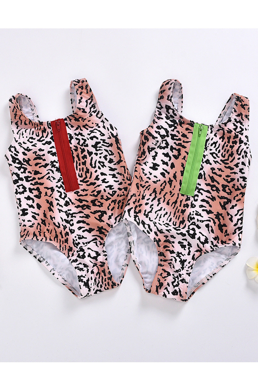Baby Girls One Piece Leopard Printed Stylish U-Neck Swimwear