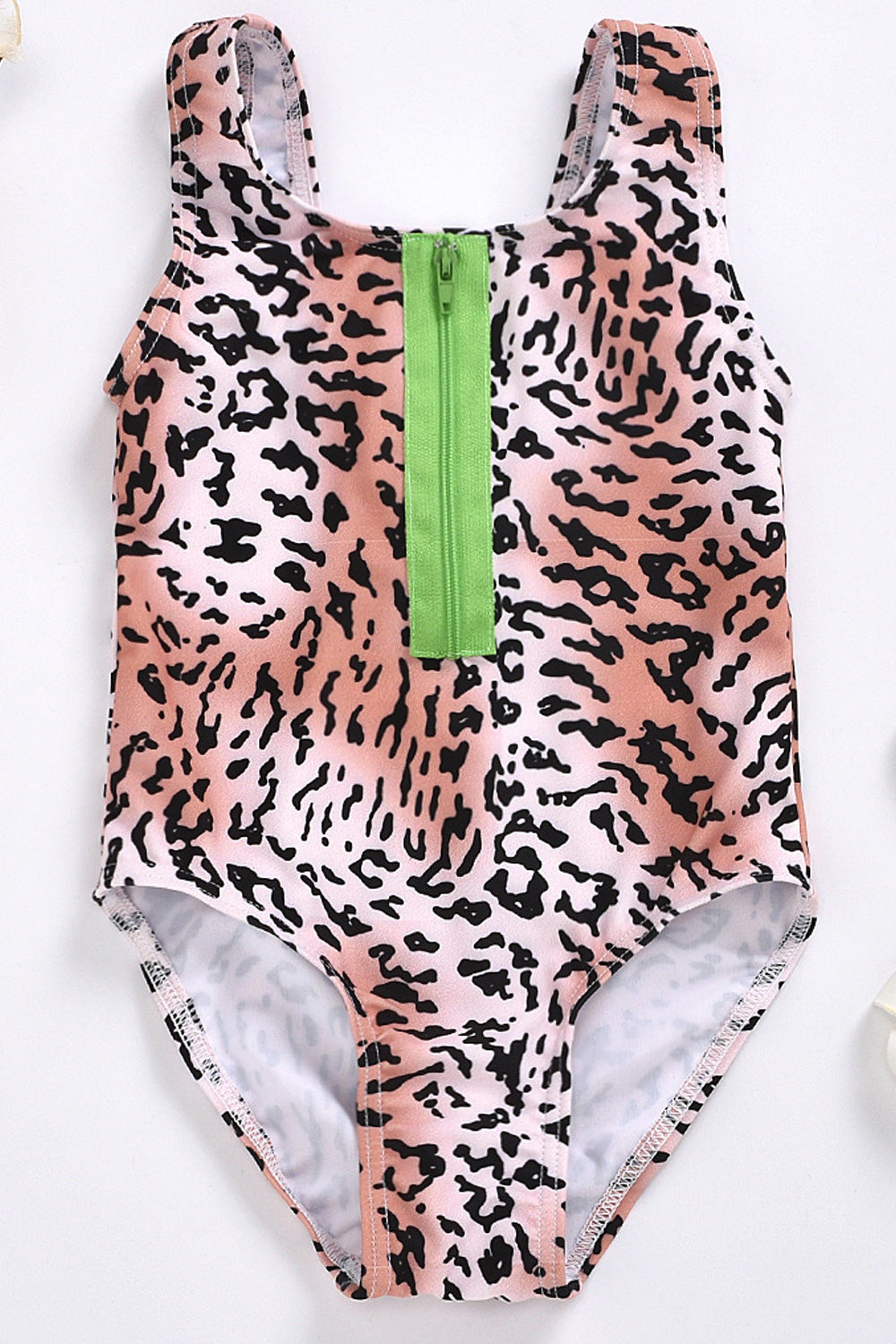 Baby Girls One Piece Leopard Printed Stylish U-Neck Swimwear