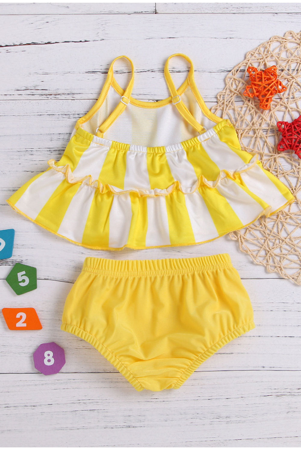 Toddler Girls Two Piece Elastic Waist Stripe Pattern Lovely Swimsuit