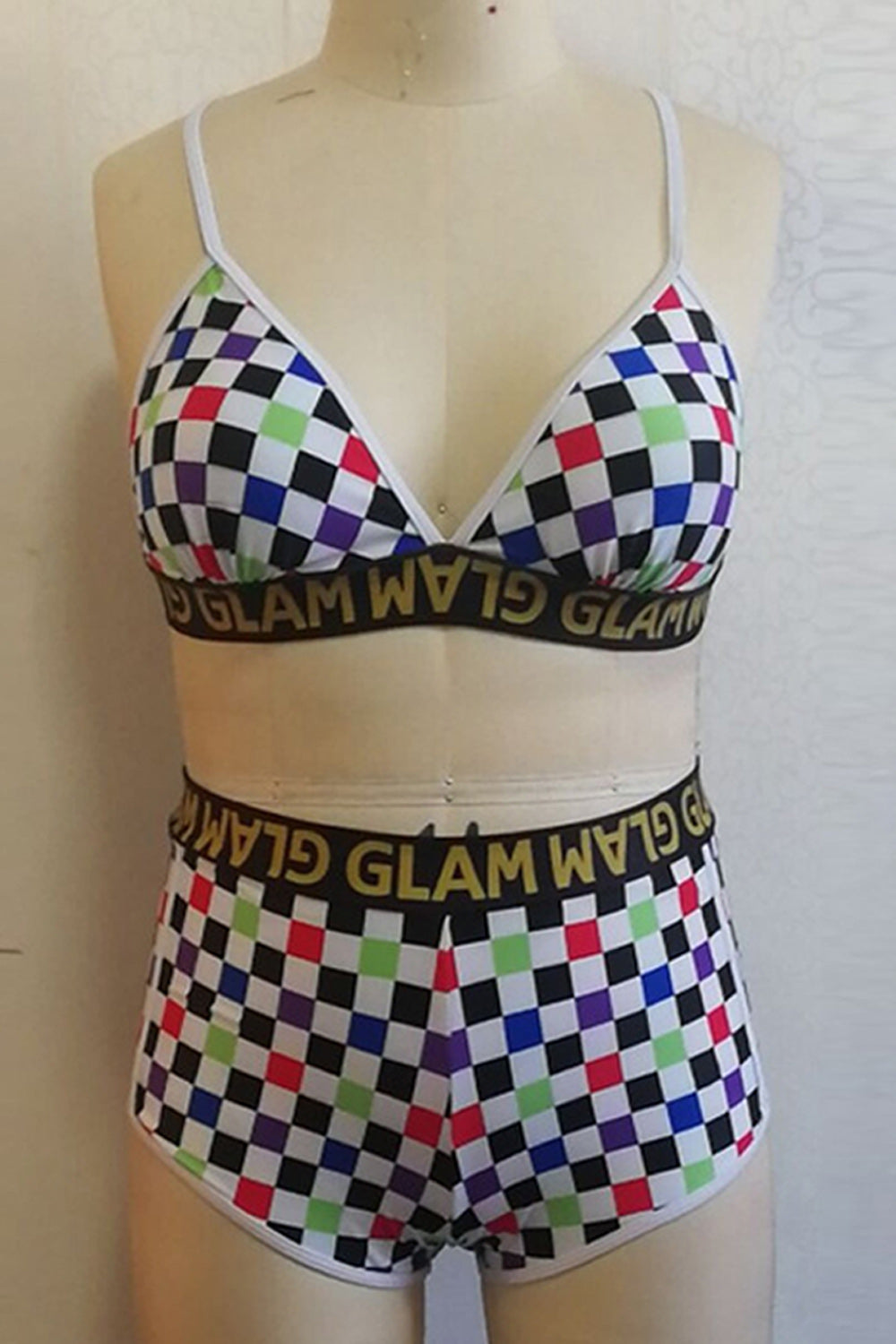 Women Comfy Elastic Waist Cross Strap V-Neck Fashionable Two Piece SWimwear
