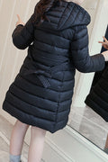 Kids Girls Mid Length Breathable Hooded Neck Long Sleeve Warm Winter Season Padded Jacket