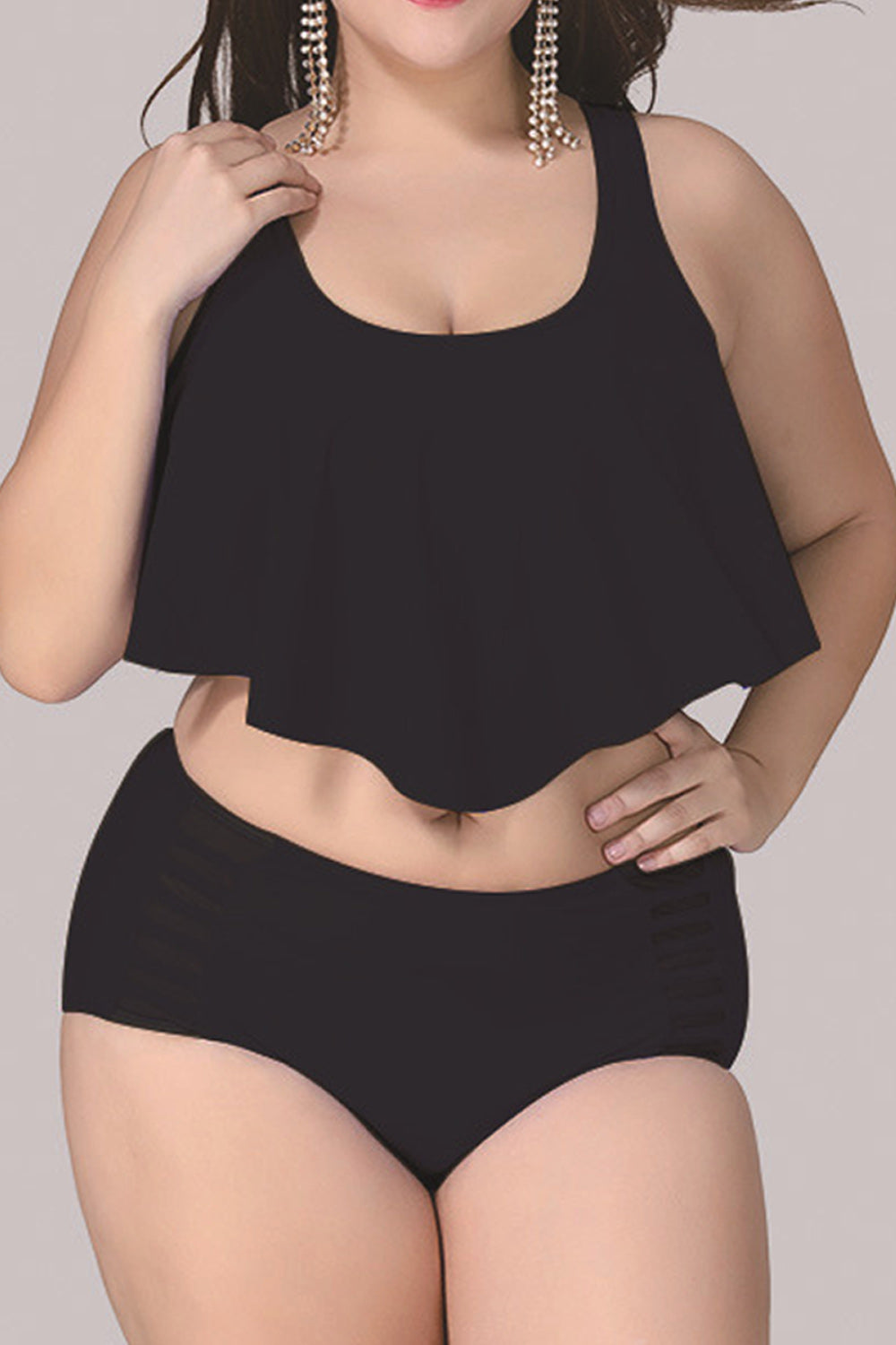 Women Amazing Solid Colored Two Piece High Waist Smooth Summer Swimwear