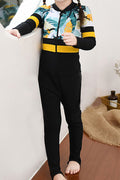 Kids Girls Long Sleeve Zip Up Small Collar One Piece Swimwear