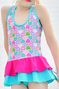 Kids Girls Lovely Printed Style Sleeveless Cool Thin Skirt Pretty Swimwear