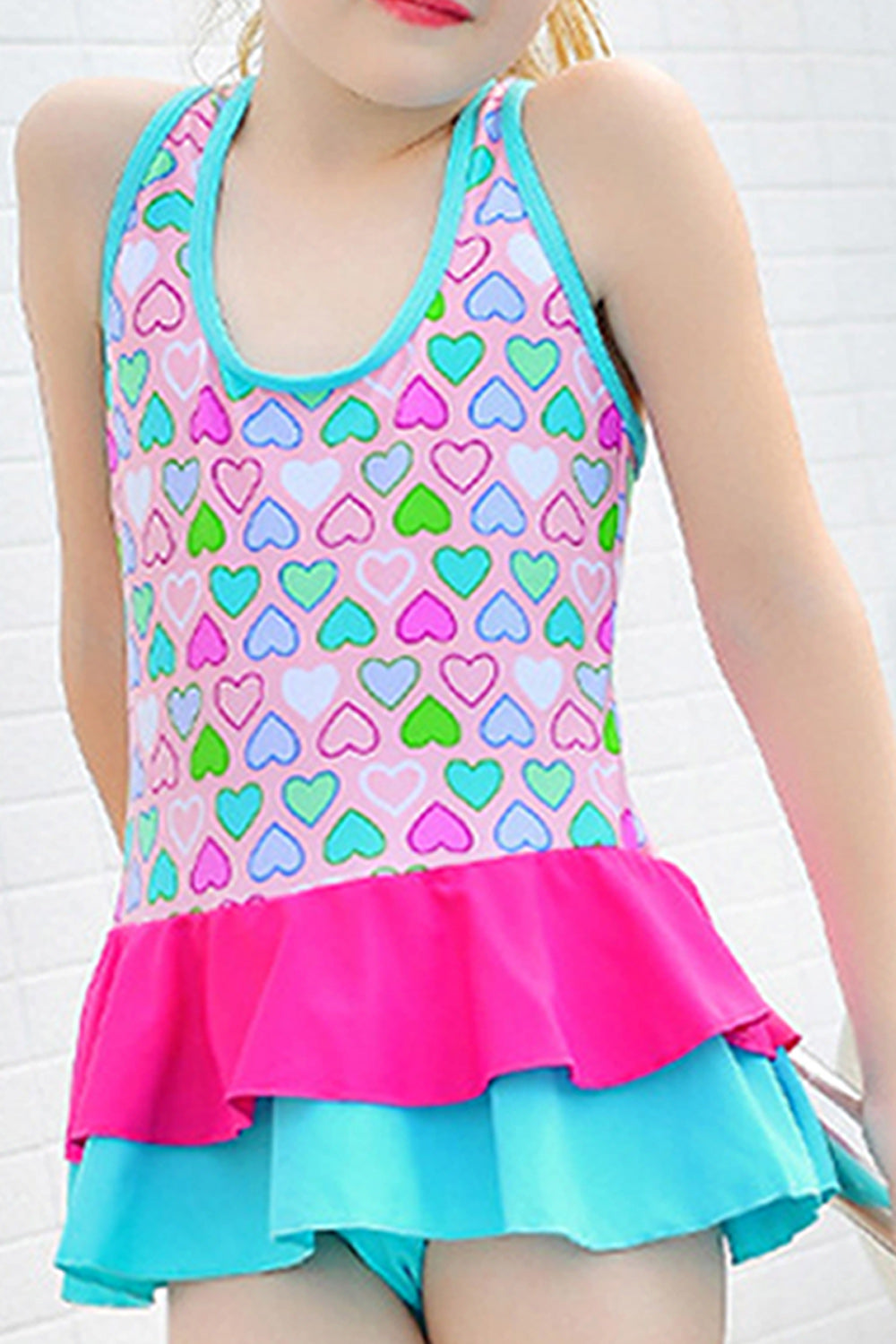 Kids Girls Lovely Printed Style Sleeveless Cool Thin Skirt Pretty Swimwear