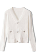 Women Elegant Styled Solid Colored Long Sleeve Button Down Cardigan