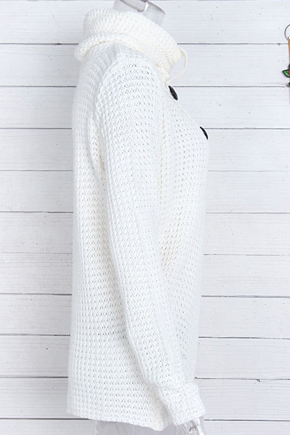 Women Knitted Long Sleeve Warm Oblique Button Solid Pattern Cardigan