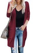 Women Mid Length Amazing Solid Pattern Long Sleeve Comfy Cardigan