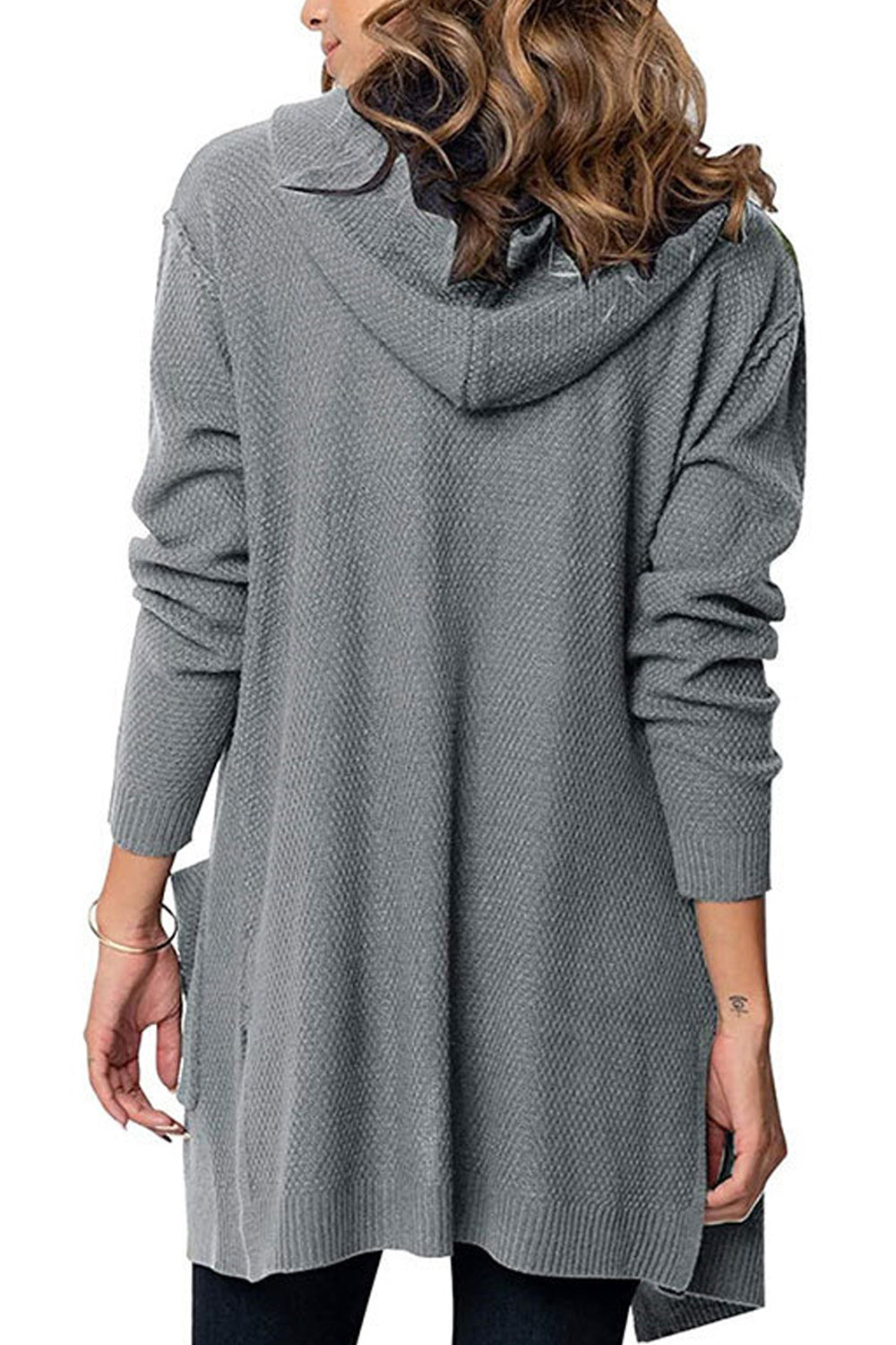Women Breathable Mid Length Solid Colored Cozy Long Sleeve Cardigan