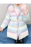 Kids Girls Thick Winter Season Long Sleeve Zipper Closure Hooded Padded Jacket