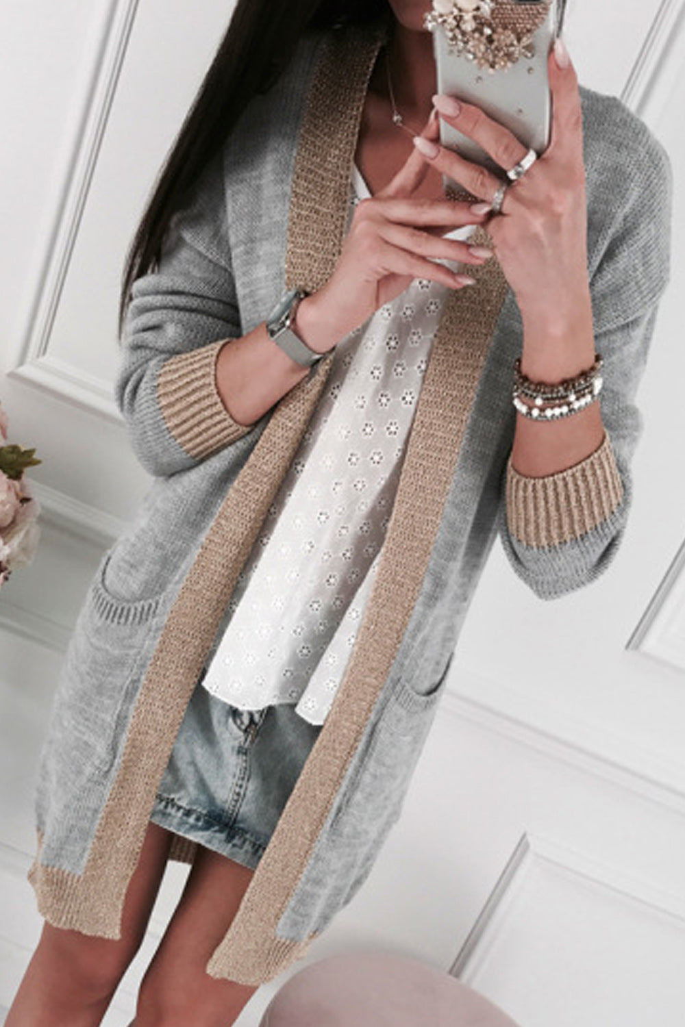 Women Classy Solid Pattern Comfortable Long Sleeve Cardigan