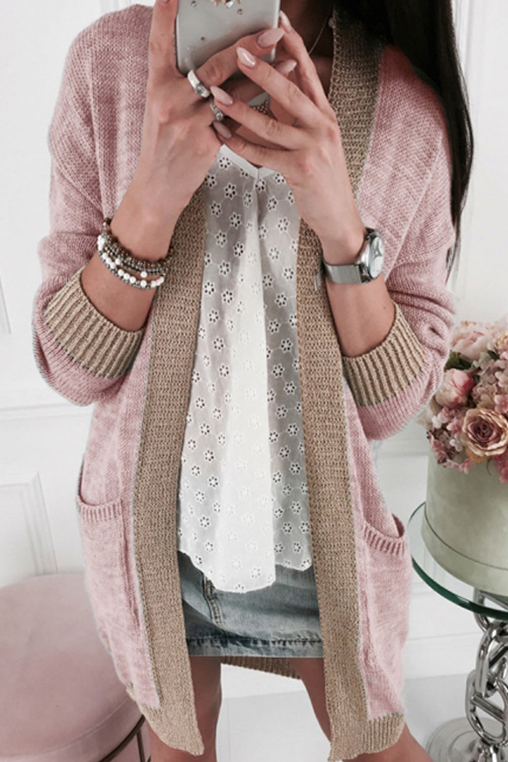 Women Classy Solid Pattern Comfortable Long Sleeve Cardigan