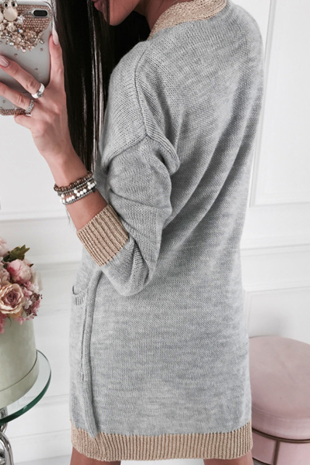 Women Classy Solid Pattern Comfortable Long Sleeve Cardigan