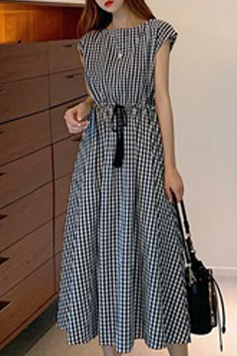 Women Loose Solid Pattern Summer Round Neck Breathable Dress