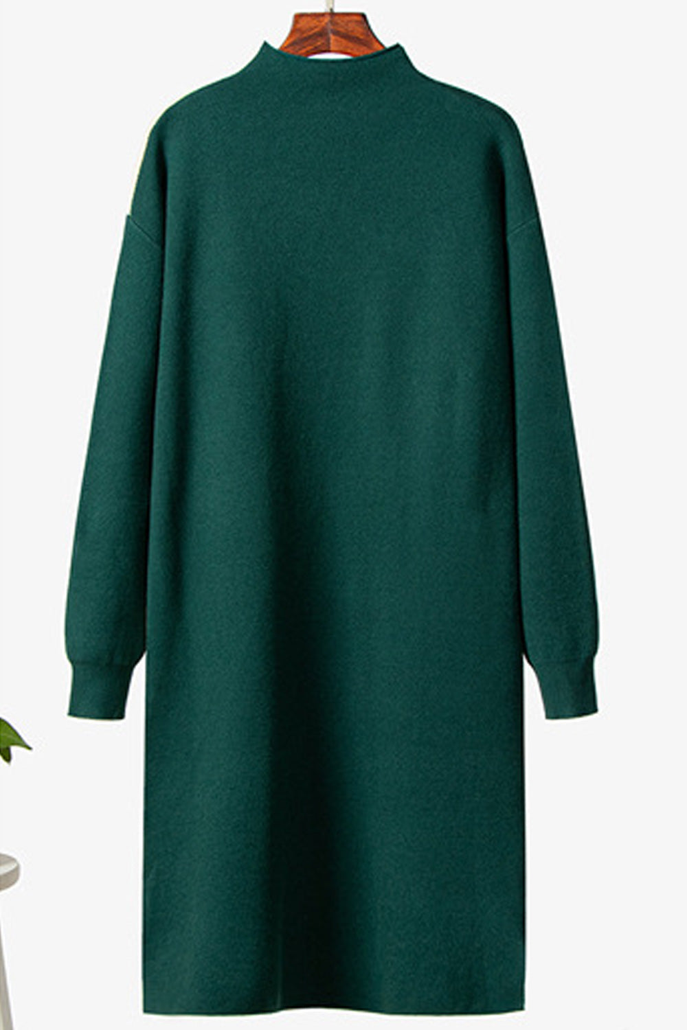 Women Lovely High Neck Waist Belt Autumn Winter Dress