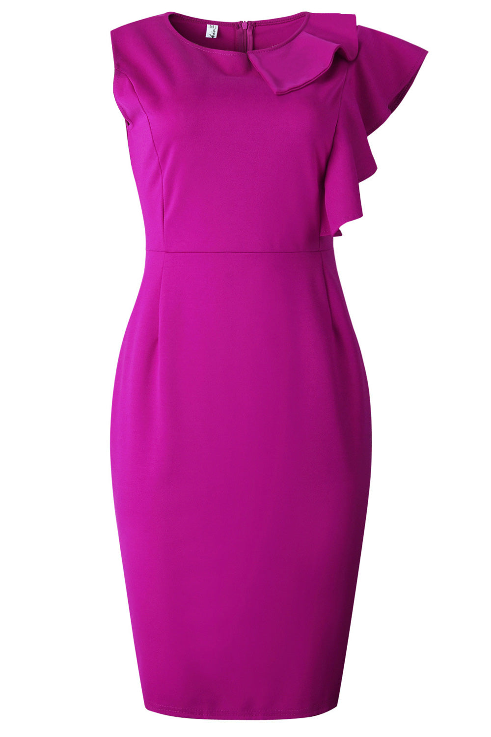 Women Solid Colored Slim Fit Trendy Round Neck Sleeveless Mid Length Dress