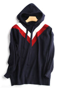 Women Solid Colored Pullover Hooded Neck Long Sleeve Winter Hoodie